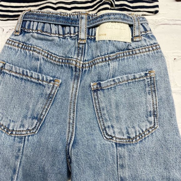 Zara 12-18 month Girls Pointelle Knit Long Sleeve Top + NWT Retro Jeans Bundle - Picture 6 of 10